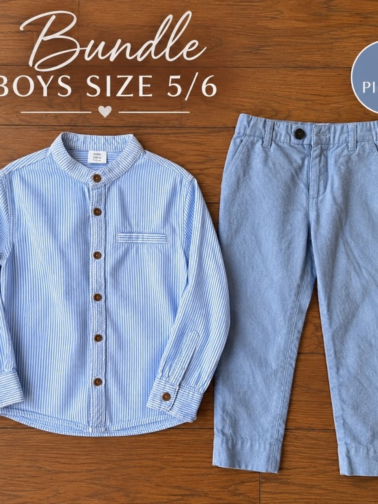H&M Other - Boys Size 5-6 Blue Dress Outfit Bundle H&M Pants Striped Shirt